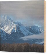 Chilkat Mountains With Clearing Fog Wood Print