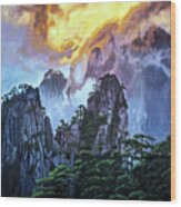 Chinas Mountains Seven Wood Print