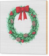 Christmas Wreath Wood Print