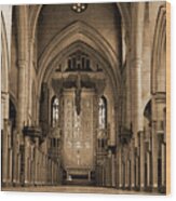 Church Aisle Wood Print