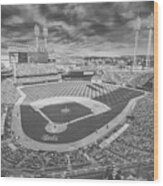 Cincinnati Reds Great American Ballpark Creative 6 Black White Wood Print