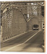 Cincinnati - Roebling Bridge 1 Sepia Wood Print