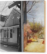 City - California - The Town Of Downieville 1933- Side By Side Wood Print