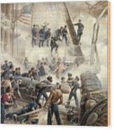 Civil War Naval Battle Wood Print