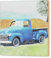 Classic Blue Truck Wood Print