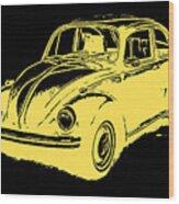 Classic Beetle Tee Yellow Ink Wood Print