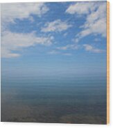 Clear Blue Waters With Clouds, Lake Superior Wood Print