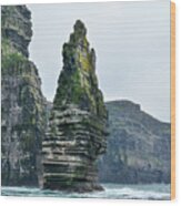 Cliffs Of Moher Sea Stack Wood Print