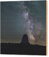 Close Encounter With The Milky Way At Devil's Tower Wood Print