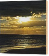 Cloudy Sunrise At Flagler Beach 002 Wood Print