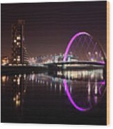 Clyde Arc Night Reflections Wood Print