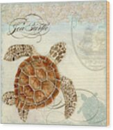 Coastal Waterways - Green Sea Turtle 2 Wood Print