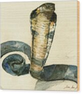 Cobra Snake Watercolor Painting Art Wall Wood Print