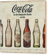 Coca-cola Bottle Evolution Vintage Sign Wood Print