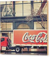 Coca-cola Truck In San Francisco Wood Print