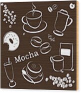 Coffee/cafe Pattern Background Wood Print