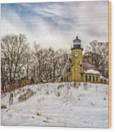 Cold Day At White River Lighthouse Wood Print