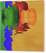 Color Pop Peppers By Kaye Menner Wood Print