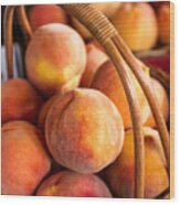 Colorado Peaches In Basket Wood Print