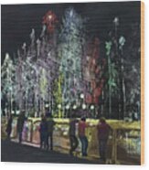 Colored Fountains Wood Print