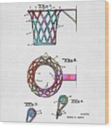 Colorful 1951 Basketball Net Patent Artwork Wood Print