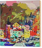Colorful Abstract Italy Portofino Impression Wood Print