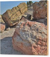 Colorful Boulders In The Bentonite Site On Little Park Road Wood Print