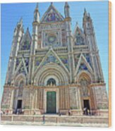 Colorful Facade Of Orvieto Cathedral 0704 Wood Print