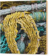 Colorful Fishing Nets Wood Print