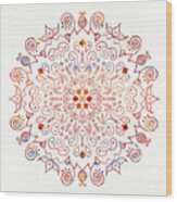 Colorful Mandala On Watercolor Paper Wood Print