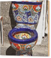 Colorful Mexican Toilet Puebla Mexico Wood Print