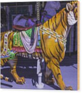 Colorful Tiger Ride Wood Print