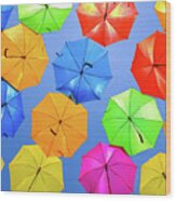 Colorful Umbrellas I Wood Print