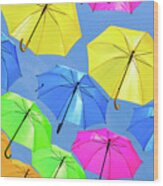 Colorful Umbrellas Iii Wood Print