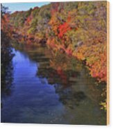 Colors Of Nature - Fall River Reflections 001 Wood Print