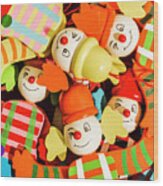 Colourful Character Clowns Wood Print