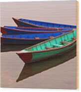 Nepalese Fishing Boats Wood Print