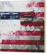 Colt Python 357 Mag On American Flag Wood Print