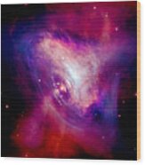Combined X-ray And Optical Images Of The Crab Nebula Wood Print