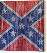 Confederate Flag On Wood Wood Print