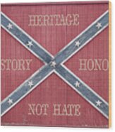 Confederate Flag On Wooden Door Wood Print