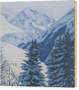 Cool Blue Mountains Wood Print