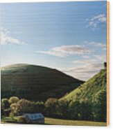 Corfe Castle Morning Panoramic Wood Print
