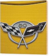 Corvette 50th Anniversary Emblem Wood Print