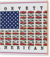Corvette American Flag Wood Print