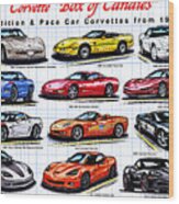 Corvette Box Of Candies - Special Edition And Indy 500 Pace Car Corvettes Wood Print