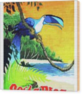 Costa Rica, Tropic Beach With Parrot Wood Print