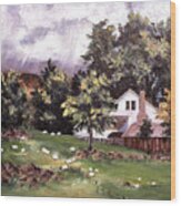 Country Cottage Wood Print