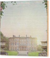 Country Mansion At Sunset Wood Print