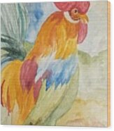 Countryside Rooster Wood Print